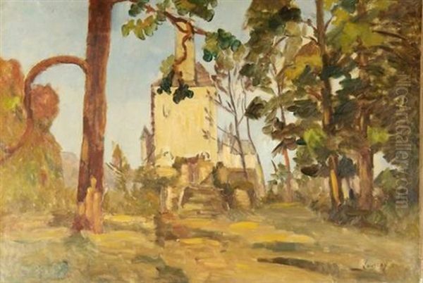 Le Chateau Entoure D'arbres Oil Painting by Abel Louis Alphonse Lauvray