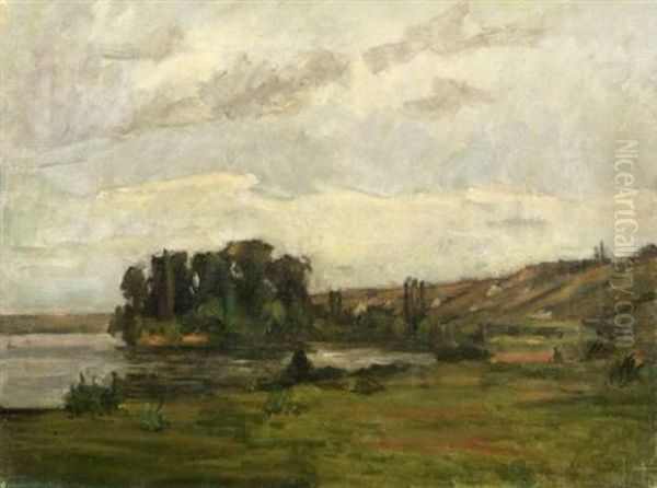 Les Iles Devant Vetheuil Oil Painting by Abel Louis Alphonse Lauvray