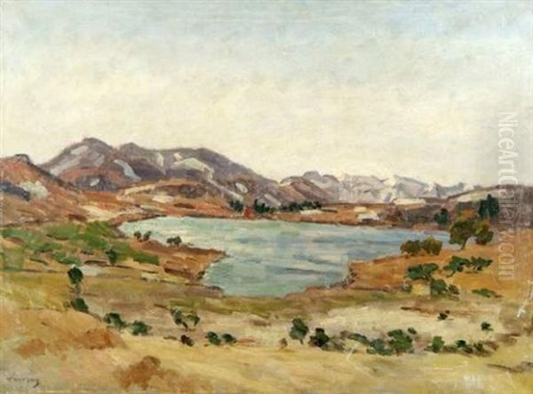 Lac En Auvergne Oil Painting by Abel Louis Alphonse Lauvray