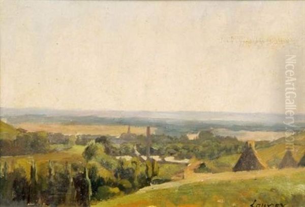 Paysage Aux Peupliers Oil Painting by Abel Louis Alphonse Lauvray