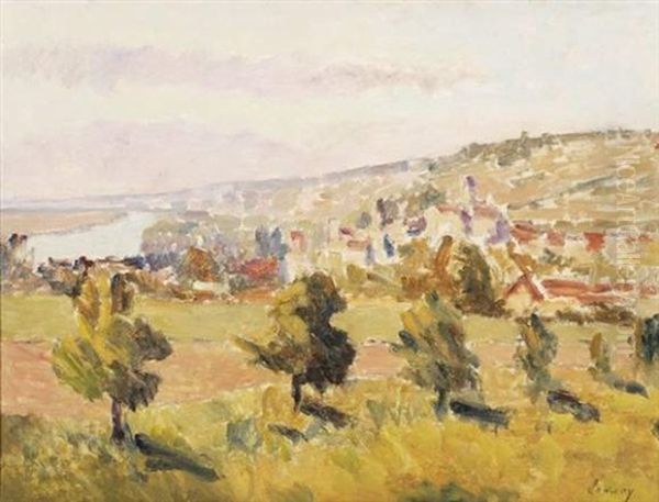 Vue De Vetheuil Oil Painting by Abel Louis Alphonse Lauvray