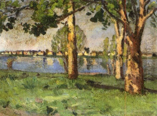 Bord De Seine Oil Painting by Abel Louis Alphonse Lauvray