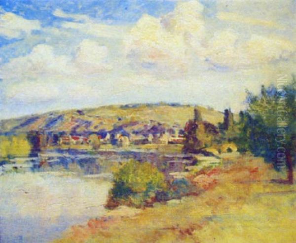 La Seine A Verthouil Oil Painting by Abel Louis Alphonse Lauvray