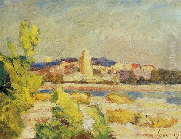 La Seine A Vetheuil Oil Painting by Abel Louis Alphonse Lauvray