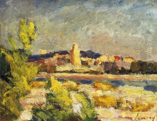 La Seine A Vetheuil Oil Painting by Abel Louis Alphonse Lauvray