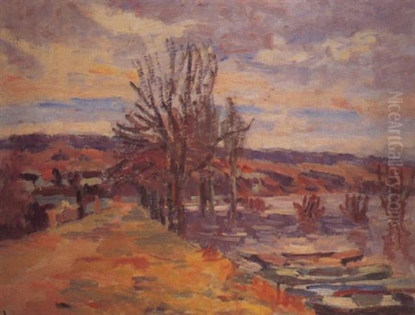 La Seine A La Roche Guyon Oil Painting by Abel Louis Alphonse Lauvray