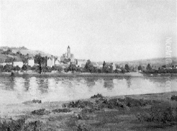 Vetheuil, Vue De Lavacourt En 1895 Oil Painting by Abel Louis Alphonse Lauvray