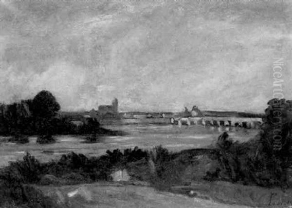 Bords De Loire A Tours Oil Painting by Abel Louis Alphonse Lauvray