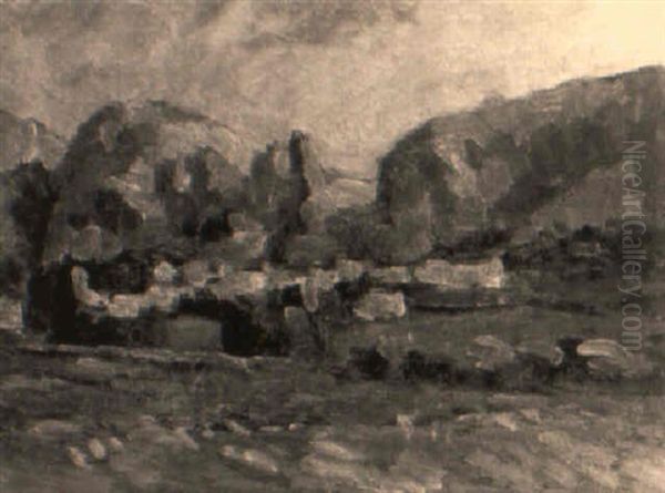 Moustier Sainte-marie Oil Painting by Abel Louis Alphonse Lauvray