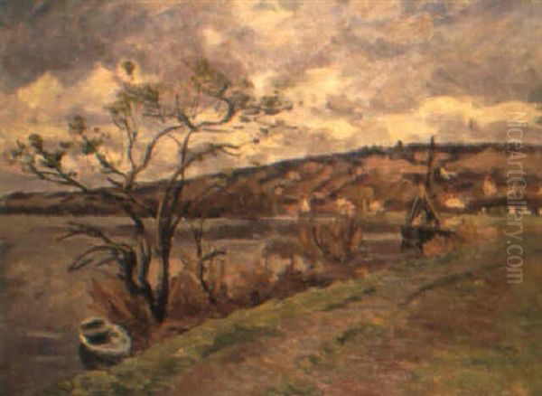 Embarcadere A Vetheuil Oil Painting by Abel Louis Alphonse Lauvray