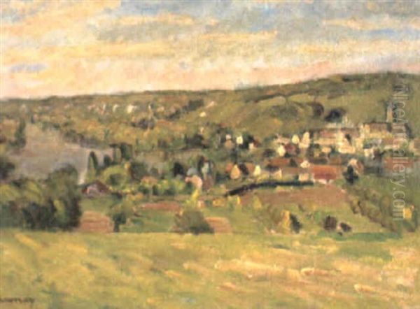 Le Village De Vetheuil Oil Painting by Abel Louis Alphonse Lauvray