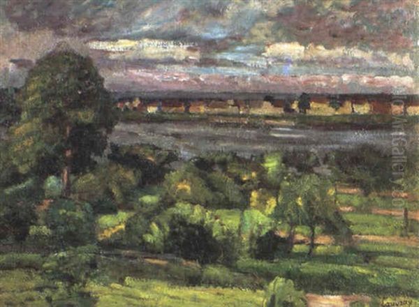 Vue Sur Lavacourt Oil Painting by Abel Louis Alphonse Lauvray