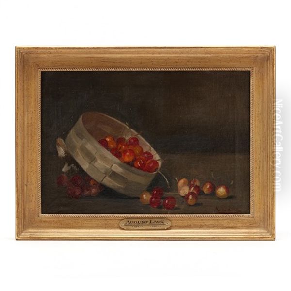 Sill Life With Cherries Oil Painting by August Laux