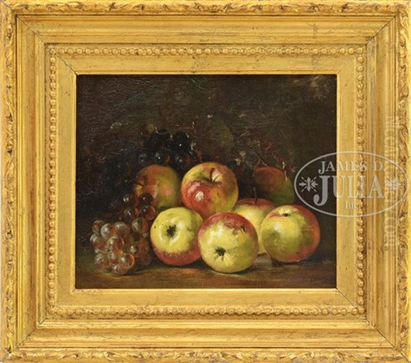 Still Life With Apples And Grapes Oil Painting by August Laux