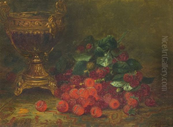 Still Life With Raspberries And Chalice Oil Painting by August Laux