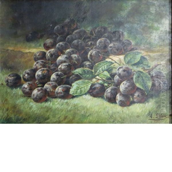 Spilled Plums Oil Painting by August Laux