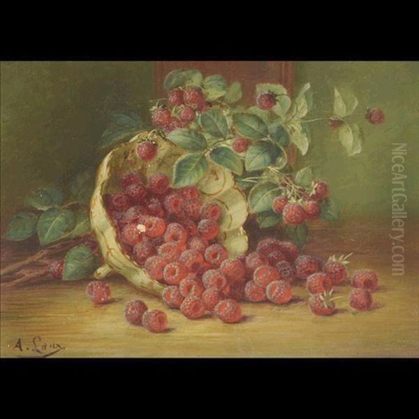 Rasperry Still Life Oil Painting by August Laux