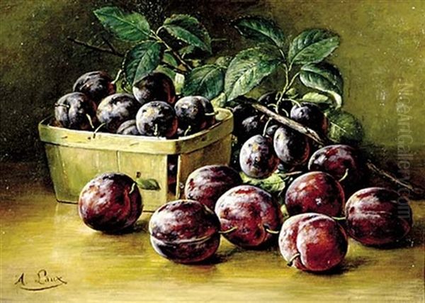 Plums In A Basket Oil Painting by August Laux