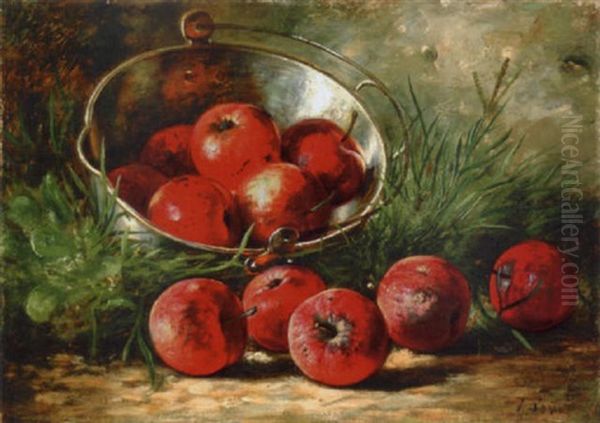 Apples In A Tin Pan Oil Painting by August Laux