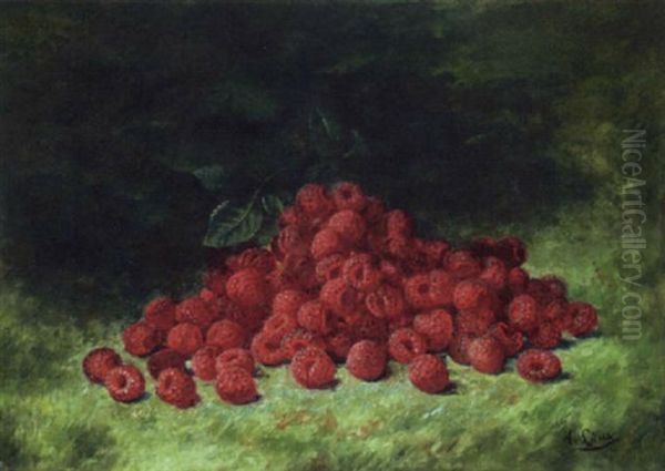 Still Life With Raspberries Oil Painting by August Laux