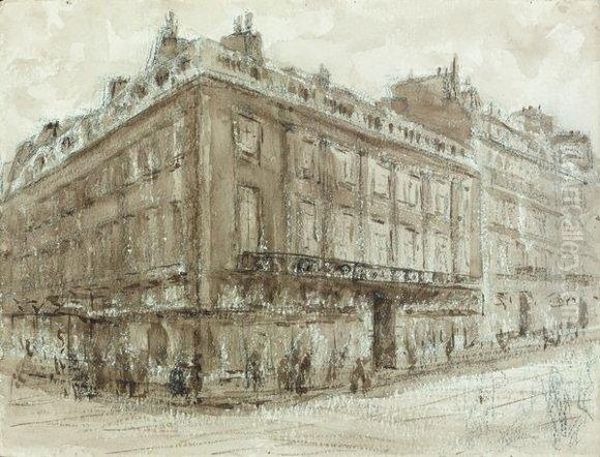 Facade Et Differents Salons De L'hotel De Tesse, Quai Voltaire. Oil Painting by Gilbert Louis Bellan