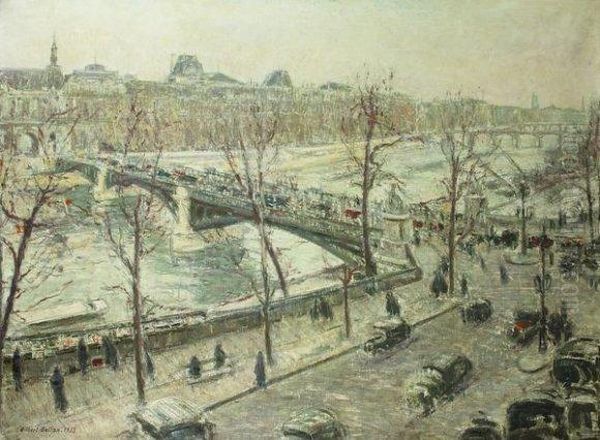 Le Pont Du Carrousel Oil Painting by Gilbert Louis Bellan