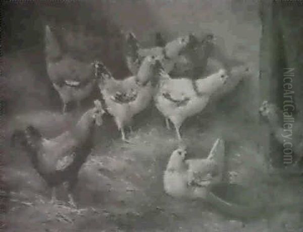 Chickens In A Barn by August Laux