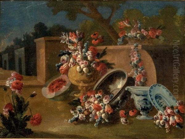 Fleurs, Fruits Et Porcelaine by Giuseppe Lavagna