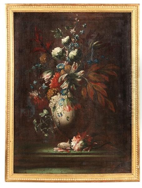 Natures Mortes Aux Fleurs (2 Works) Oil Painting by Giuseppe Lavagna