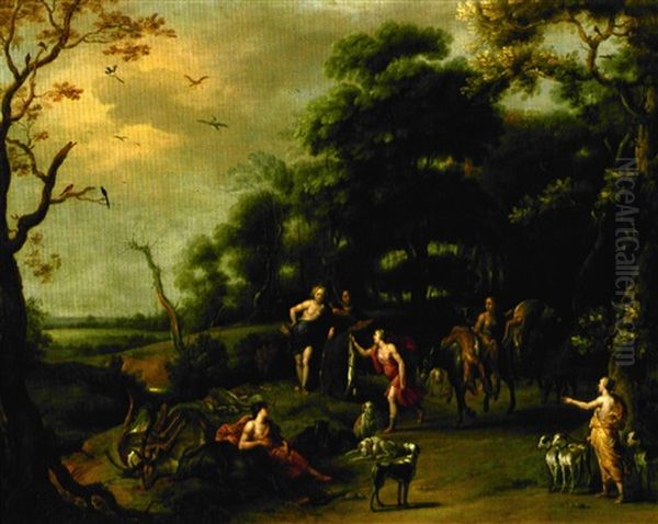 Le Retour De La Chasse De Diane Et De Ses Compagnes Oil Painting by Geeraert De Lavallee