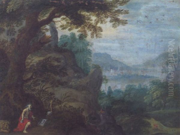 Landschaft Mit Dem Heiligen Hieronymus Oil Painting by Geeraert De Lavallee