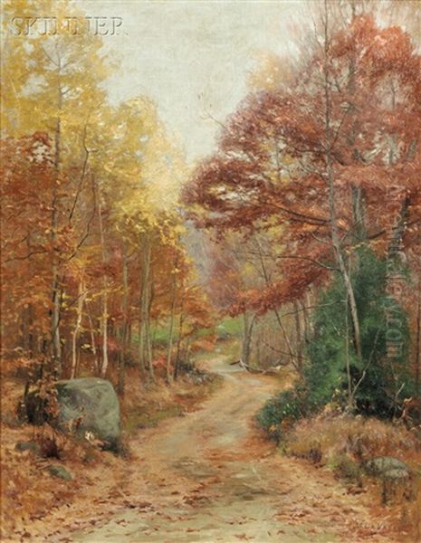 Path Through The Woods In Autumn Oil Painting by Jonas Joseph LaValley