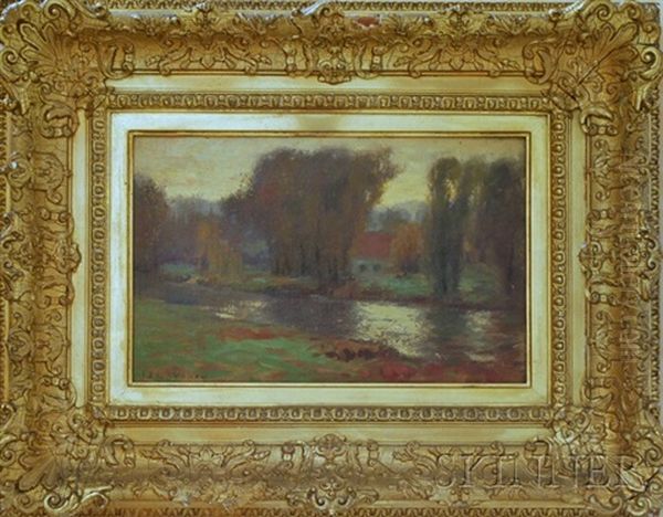 Fall Landscape With Stream Oil Painting by Jonas Joseph LaValley