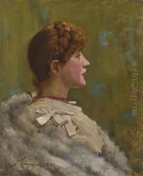 Girl In A Fur Wrap Oil Painting by John Lavery