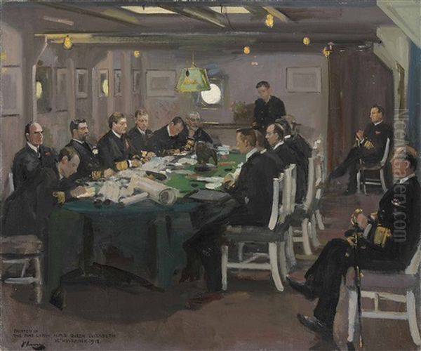 The Fore Cabin, H.m.s. Queen Elizabeth 16th November 1918 Oil Painting by John Lavery