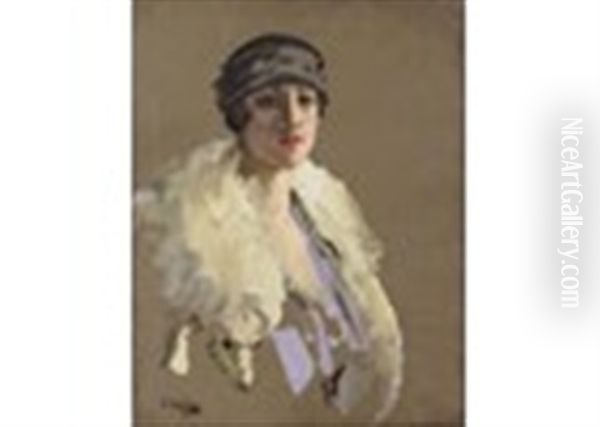 Portrait Of Lady Morvyth Ward (1896-1959),  Daughter Of The 2nd Earl Of Dudley Oil Painting by John Lavery