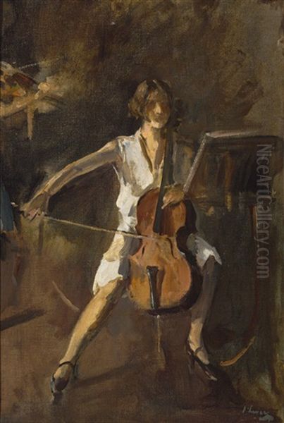 The Cello Player Oil Painting by John Lavery