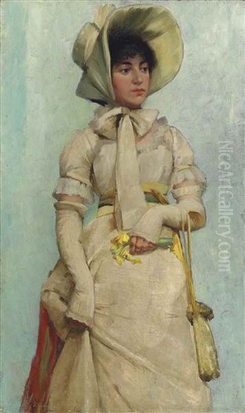 The Girl In Pink Oil Painting by John Lavery