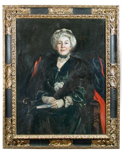 Portrait Of Miss Constance Jones, Mistress Of Girton College, Cambridge Oil Painting by John Lavery