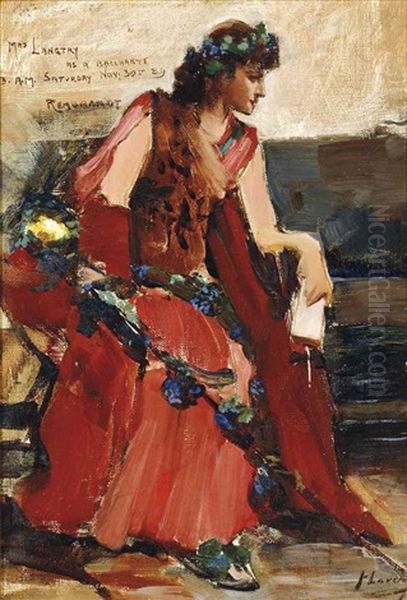 Mrs Langtry As A Bacchante Oil Painting by John Lavery