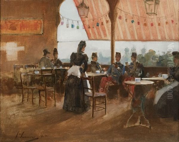 The Bishop's Castle Tearooms Oil Painting by John Lavery