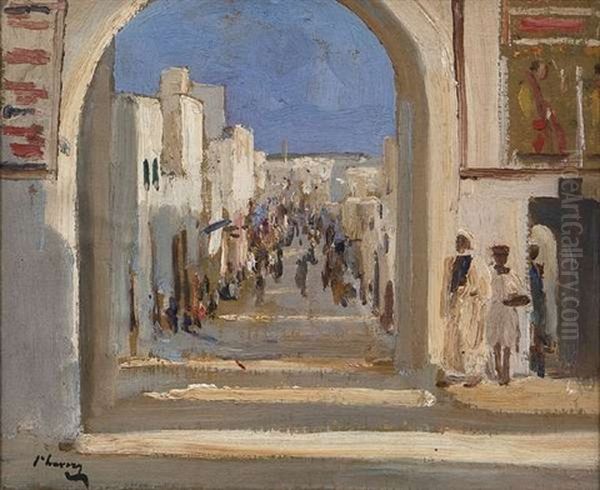 A Street In Rabat, Morocco Oil Painting by John Lavery