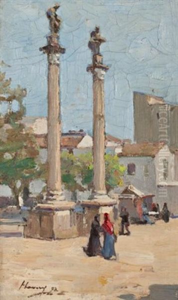 Alameda De Hercules, Seville, Spain Oil Painting by John Lavery