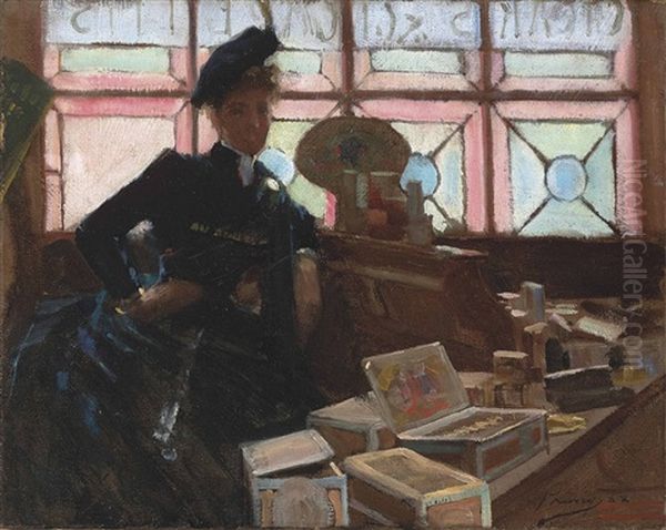 The Cigar Seller At The Glasgow Exhibition Oil Painting by John Lavery