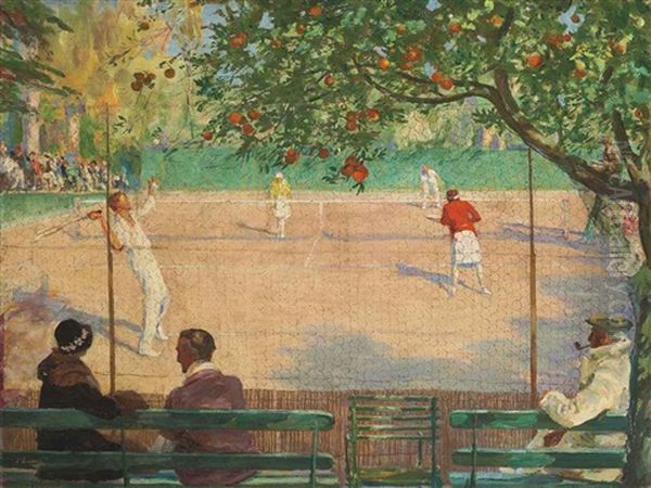 Tennis, Hotel Beau Site, Cannes Oil Painting by John Lavery