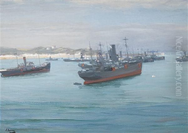 Norwegian Cargo Boats, Saint-jean-de-luz by John Lavery