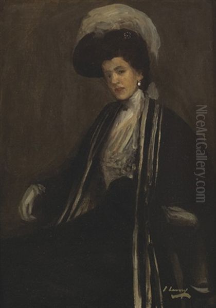 Portrait Of A Lady (margrit Hollrigl?) Oil Painting by John Lavery