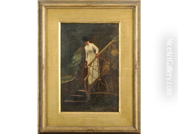 Lady On A Garden Step Oil Painting by John Lavery