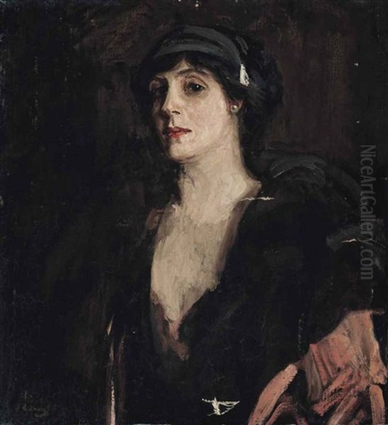 Mrs Patrick Campbell Oil Painting by John Lavery