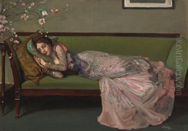 The Green Sofa Oil Painting by John Lavery